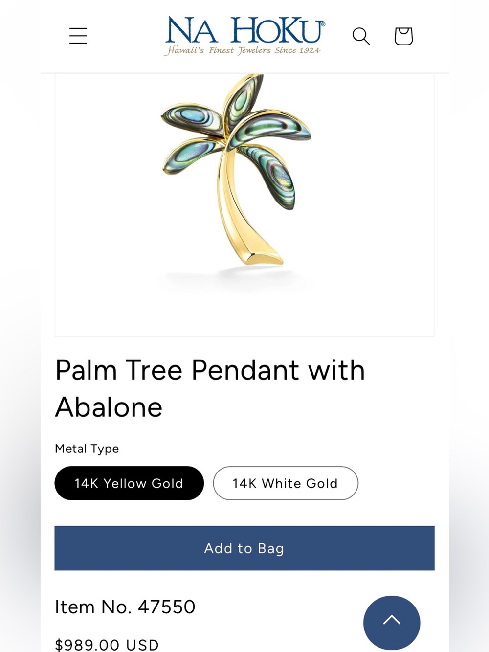 Na Hoku 14k with abalone 17” palm tree necklace - Picture 3 of 3